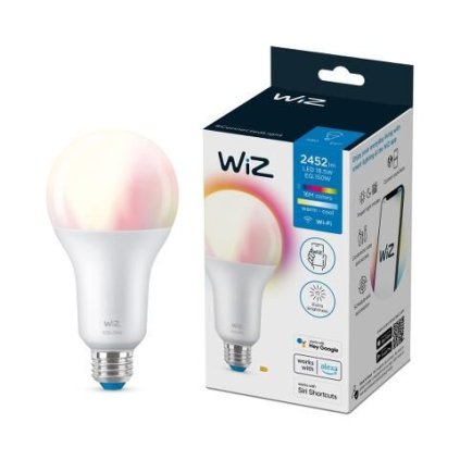 WiZ LED žárovka E27 A80 18,5W (150W) 2452lm 2200-6500K RGB IP20, stmívatelná