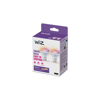WiZ SET 2x LED skleněná žárovka GU10 PAR16 4,9W (50W) 345lm 2700-6500K RGB IP20, stmívatelná