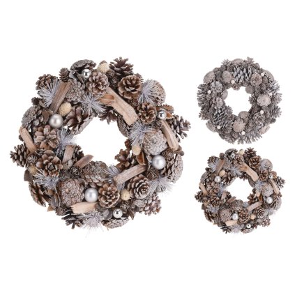 dekorace VĚNEC 34cm PŘÍRODNÍ mix barev