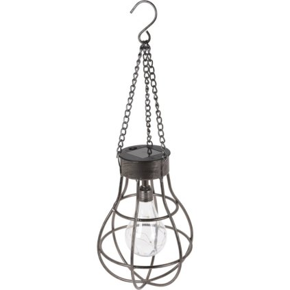 Koopman, Solární závěsná LED lampa ŽÁROVKA průměr 18,5 cm, výška 27 cm