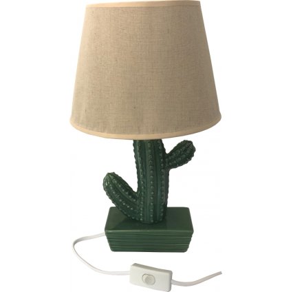DUE ESSE, Stolní lampa zelená se zeleným kaktusem 38 cm
