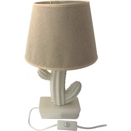 DUE ESSE, Stolní lampa bílá s bílým kaktusem 38 cm