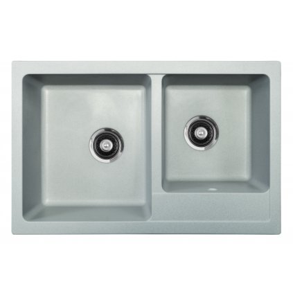 Metalac Inko, dřez X GRANIT QUADRO PLUS 2D, 780 x 500 mm, průměr 90 mm pro sifon, tl. 12 mm (šedá), včetně sifonu