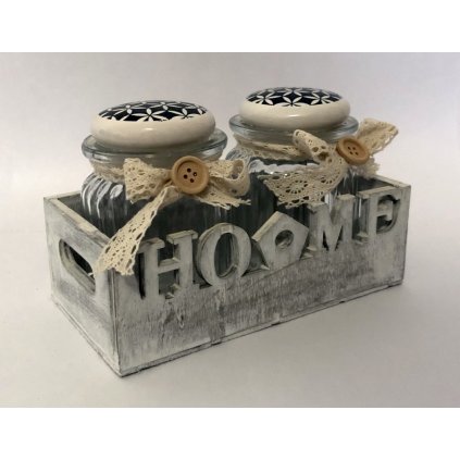 DUE ESSE, Sada 2 ks dóz HOME s víkem, dekor č.3