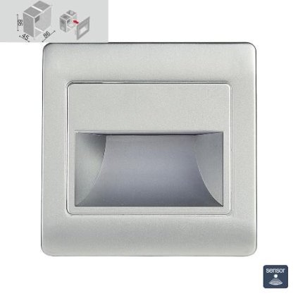 STEP LIGHT NET schodišťové svítidlo se senzorem LED 1,5W 120lm 4000K 8,6cm hranaté IP20, stříbrné