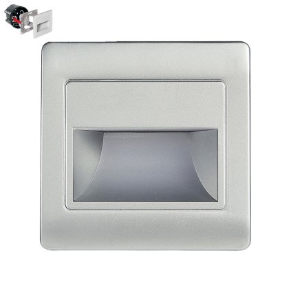 STEP LIGHT schodišťové svítidlo LED 1,5W 120lm 4000K 8,6cm hranaté IP20, matně stříbrné
