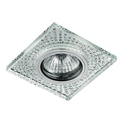 ELEGANT Podhledové svítidlo 1x GU10 50W bez zdroje + LED 3W 380lm 4000K 9cm hranaté IP20, chromové