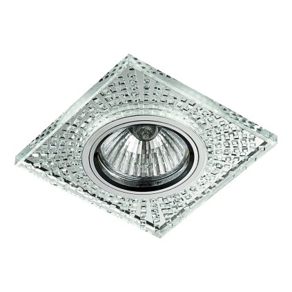 DOWNLIGHT podhledové svítidlo 1x GU10 50W bez zdroje 9cm hranaté IP20, chrom/sklo