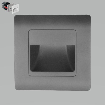 STEP LIGHT schodišťové svítidlo LED 1W 95lm 4000K IP20 8,6cm hranaté IP20, tmavě šedé