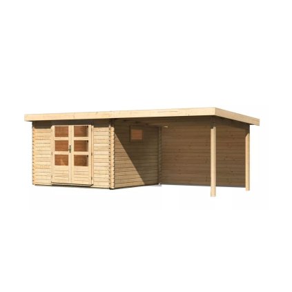 417236 dreveny domek karibu trittau 3 pristavek 330 cm vcetne zadni steny 10047 natur lg4171