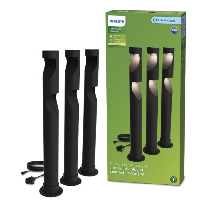 Desi GardenLink 3x venkovní LED sloupek Low Voltage 3x1,5W 3x180lm 2700K 24V IP44 70cm, černý, sada