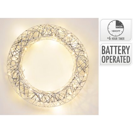 dekorace VĚNEC 40cm LED STŘ s časovačem