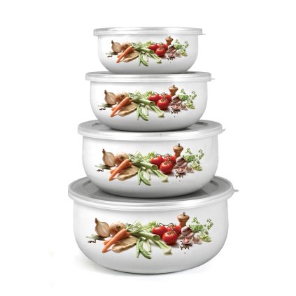 miska sada 8díl. (10,14,16,18cm + 4 víčka) smalt BELLY