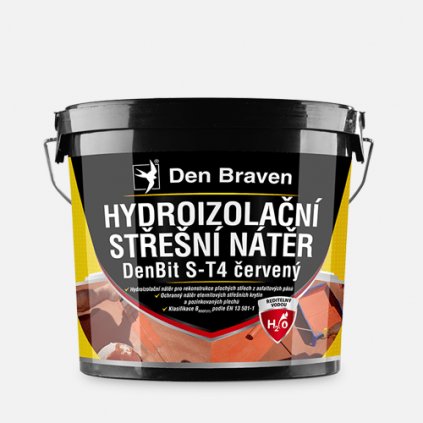 Střešní hydroizolační nátěr DenBit S-T4, kbelík 5 kg, červený