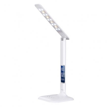LED stolní lampička s displejem WO43 stmívatelná, 6W, volba teploty světla, bílý lesk