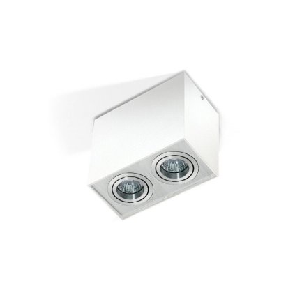 Stropní bodové přisazené svítidlo Azzardo Eloy 2 white/aluminium AZ1354 GU10 2x50W IP20 18,5cm hranaté bílo-hliníkové
