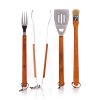 nářadí grilovací BBQ nerez, dřev.ruk. sada 4díl.