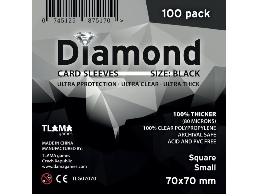 25754 tlama games obaly na karty diamond black square small 70x70 mm