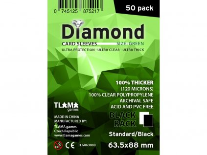 37771 tlama games obaly na karty diamond green standard black 63 5x88 mm cerne