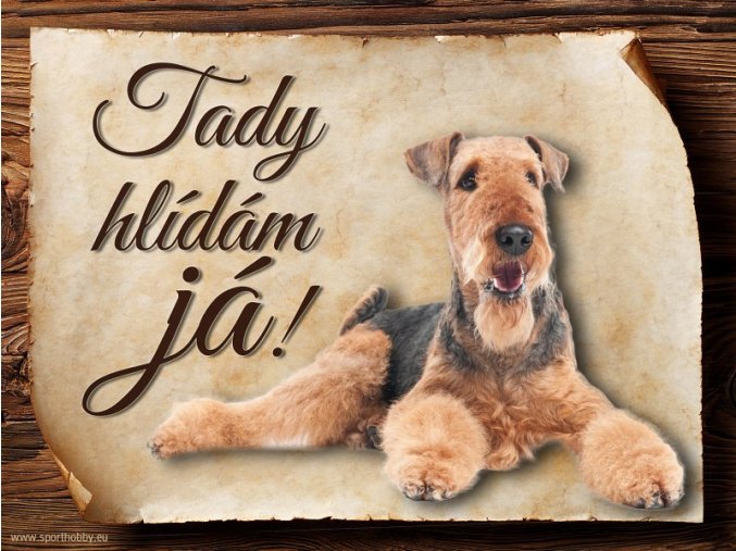 Cedulka Airedalský Terrier - Tady hlídám já/CP107