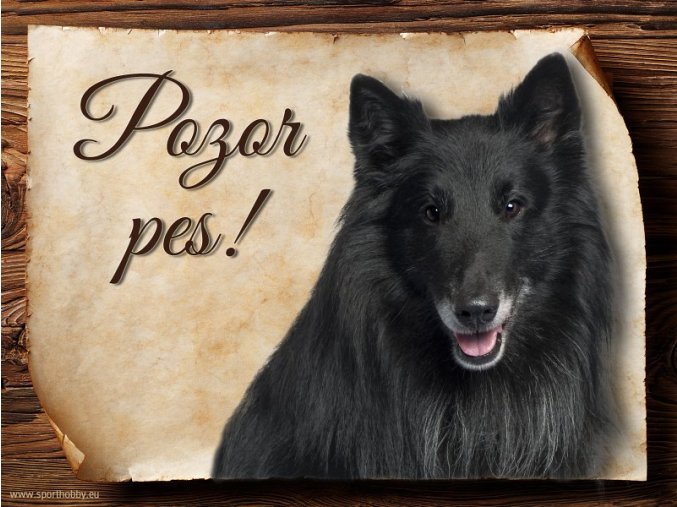 Cedulka Belgický ovčák Groenendael - Pozor pes/CP368