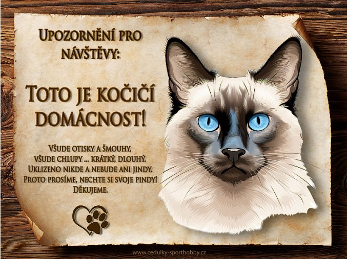 CZ009 Cedulka Kočka Balinéská 1
