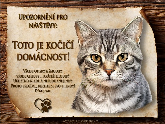 CZ015 Cedulka Kočka Brazilská krátkosrstá 2