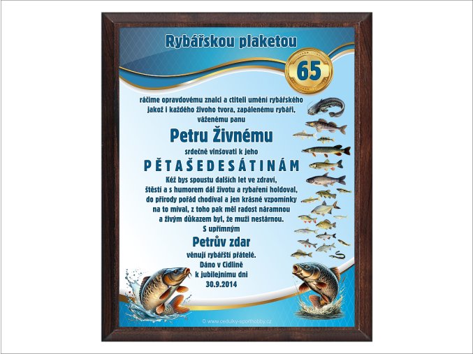 Dárek modrý 65 rybář CZ