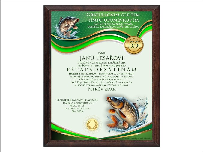 Dárek zelený 55 rybář CZ