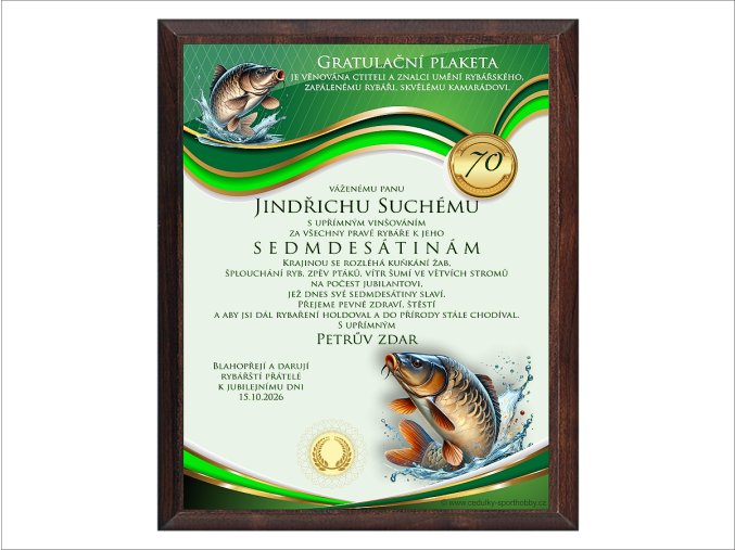 Dárek zelený 70 rybář CZ