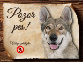 Cedulka Československý vlčák - Pozor pes zákaz/CP615
