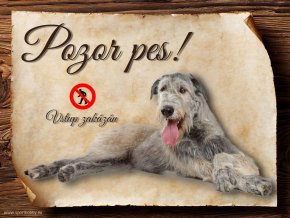 Cedulka Irský vlkodav - Pozor pes zákaz/CP099