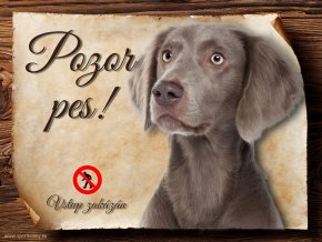 Cedulka Výmarský ohař - Pozor pes zákaz/CP045