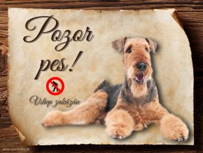 Cedulka Airedalský Terrier - Pozor pes zákaz/CP111