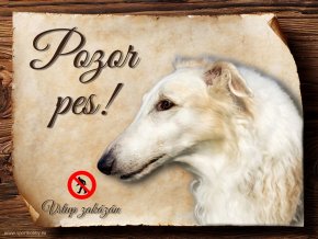 Cedulka Barzoj - Pozor pes zákaz/CP135