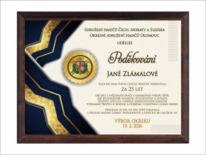Hasičská plaketaPoděkování 6089