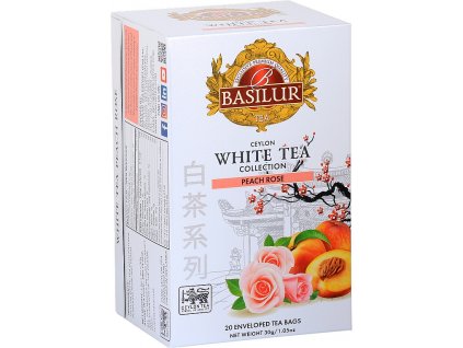 Čaj Basilur White Tea Peach Rose, bílý čaj, broskev a růže
