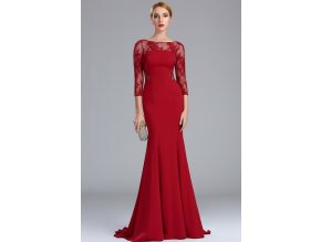Dlouhé červené společenské šaty č. 180030