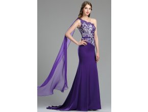 Dlouhé fialové společenské šaty č. 180032