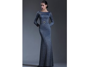 Dlouhé modro-stříbrné společenské šaty č. 180078