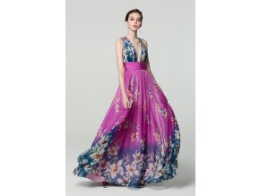 Dlouhé fialové letní šaty č. 190023