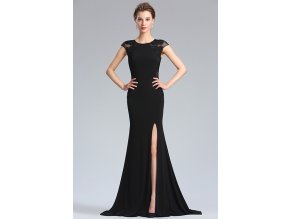 Dlouhé černé společenské šaty č. 190027