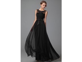 Dlouhé černé společenské šaty č. 190032