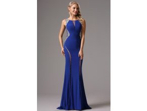 Dlouhé modré večerní šaty č. 190033