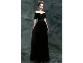 Dlouhé černé společenské šaty č. 190048