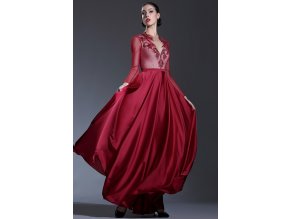 Dlouhé červené společenské šaty č. 190083