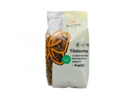 natural testoviny z celozrnne ryze bile kukurice a pohanky bez lepku fusilli vretena italie 250 g