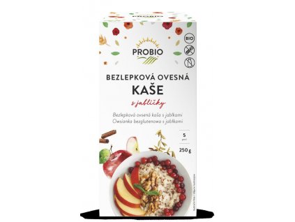 KAŠE OVESNÁ BEZLEPKOVÁ S JABLÍČKY 250 G BIO PROBIO