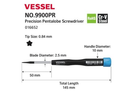 Vessel 9900PR Precizní pětihranný (Pentalobe) šroubovák 0.84 mm