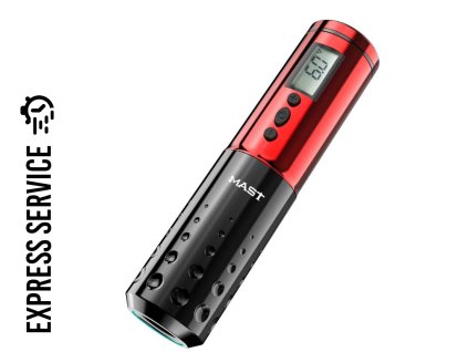 DRAGONHAWK Mast Lancer - kabellose Tattoo Maschine 2x Batterie, 3.5mm, rot